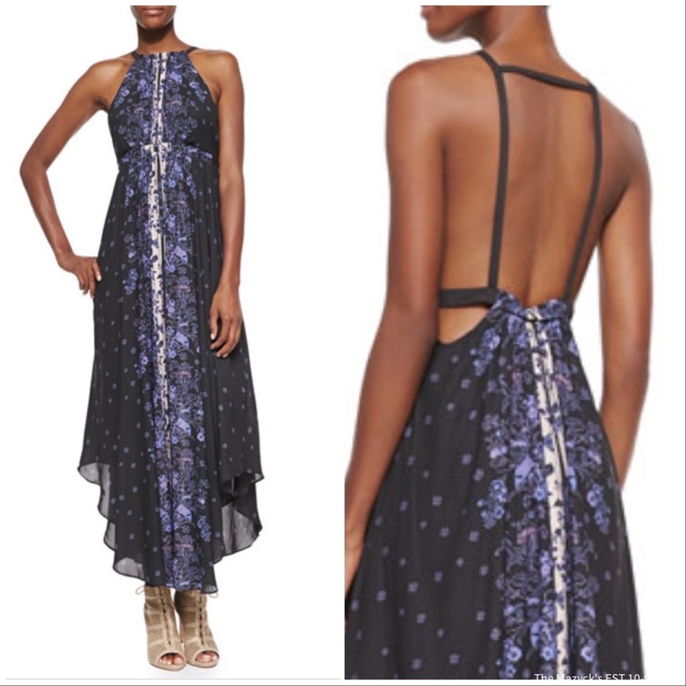 Free People Halter-Style Boho Handkerchief-Hem Dress Size 6